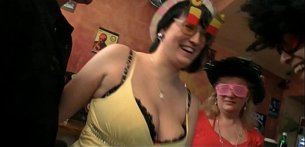  Chubby party girls have fun in the bbw bar
